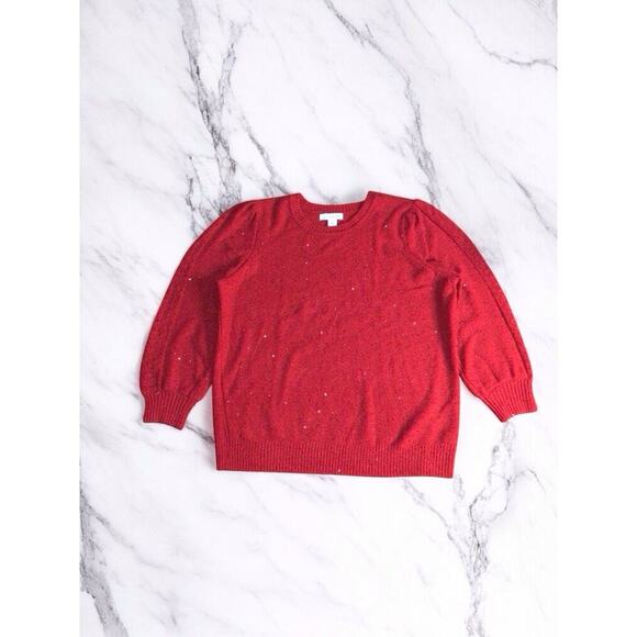 Liz Claiborne Sequin Red Sweater Size 0X - Picture 1 of 10
